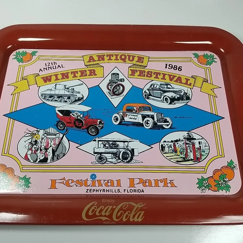 Vintage Coca Cola Advertising Rectangle Platter, Zephyrhills Florida. 1986